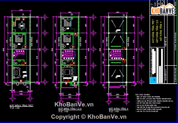 Bản vẽ nhà phố đẹp,Bản vẽ nhà phố 4 tầng đẹp,Bản vẽ nhà phố hiện đại kích thước 4x15