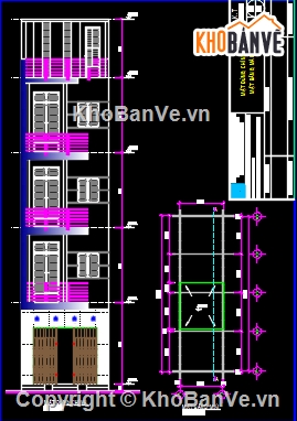 Bản vẽ nhà phố đẹp,Bản vẽ nhà phố 4 tầng đẹp,Bản vẽ nhà phố hiện đại kích thước 4x15