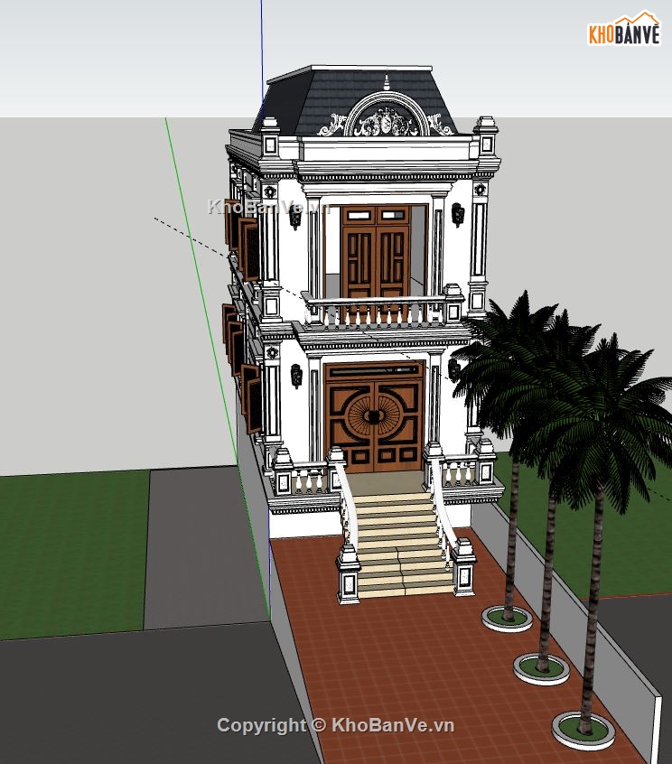 mẫu nhà phố 2 tầng dựng sketchup,model su nhà phố 2 tầng,sketchup nhà phố 2 tầng