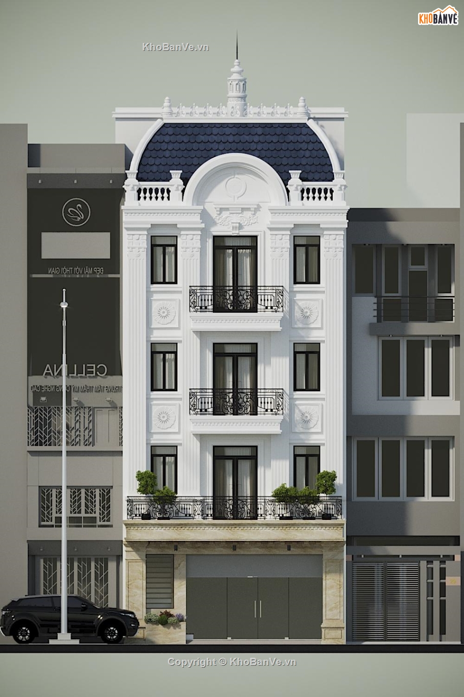 nhà phố 4 tầng,mẫu nhà phố,nhà phố tân cổ điển