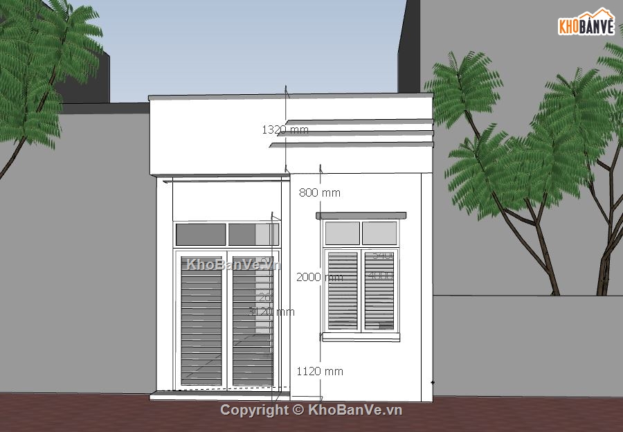 Nhà phố 1 tầng,Model su nhà phố 1 tầng,nhà phố 1 tầng file su