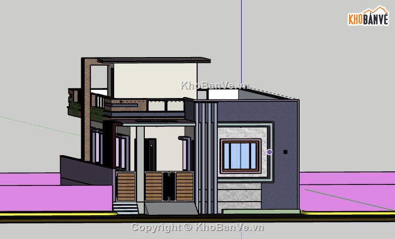 Nhà phố 1 tầng,model su nhà phố 1 tầng,sketchup nhà phố 1 tầng