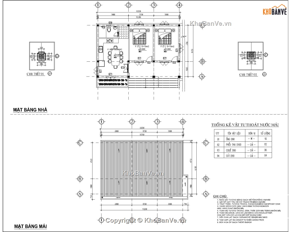 nhà ở 2 phòng ngủ,nhà thờ 3 gian,bản vẽ nhà thờ