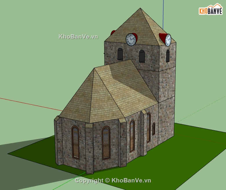nhà thờ dựng model su,file 3d su mẫu nhà thờ,nhà thờ công giáo file sketchup