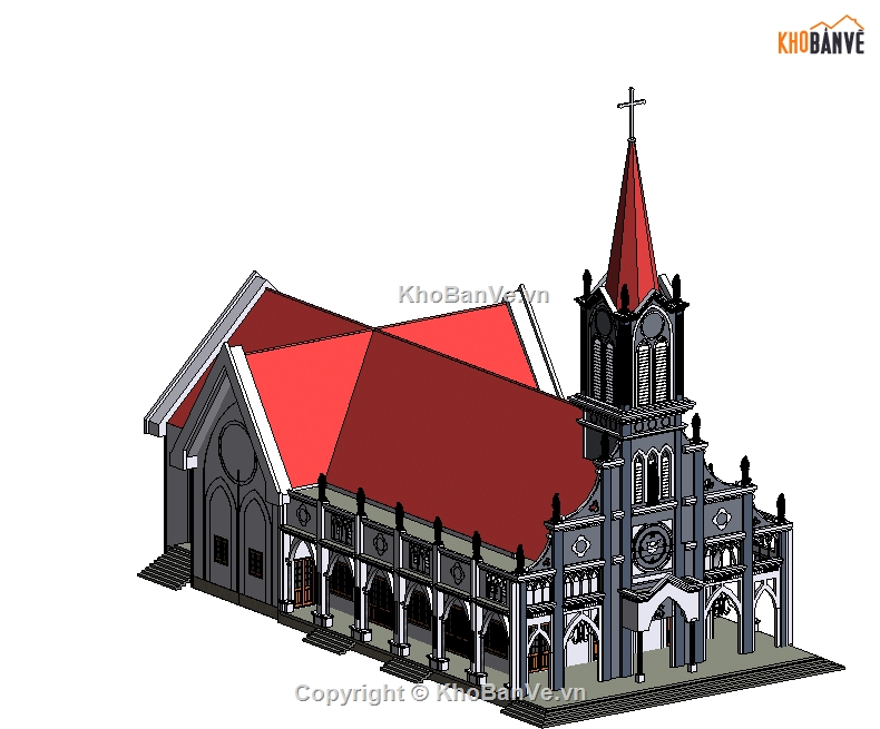 Nhà thờ revit,model revit nhà thờ thiên chúa,File revit nhà thờ
