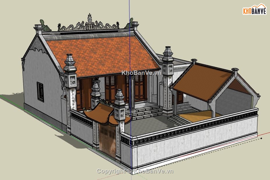 Nhà thờ họ,Nhà thờ họ sketchup,Nhà thờ sketchup,Nhà thờ file sketchup,Model su nhà thờ