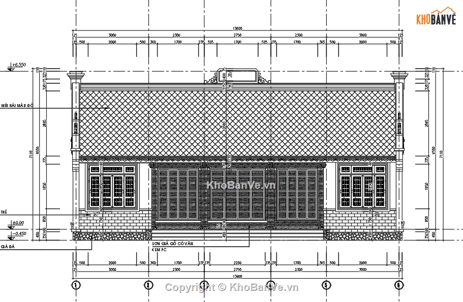 Nhà thờ họ 5 gian KT8x16m,nhà thờ họ,nhà thờ đẹp,nhà thờ họ có phòng ngủ,nhà thờ 5 gian,bản vẽ nhà thờ