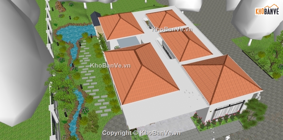 Nhà phố,nhà vườn,lanscape,sân vườn,mái ngói