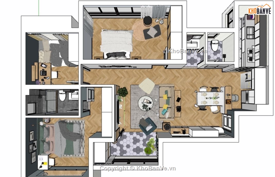 chung cư mini,model su căn hộ,file sketchup căn hộ chung cư,nội thất căn hộ sketchup