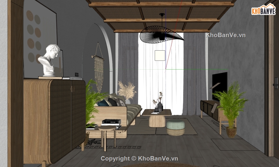 model su nội thất khách bếp,nội thất khách bếp sketchup,sketchup phòng khách bếp,sketchup nội thất phòng khách bếp