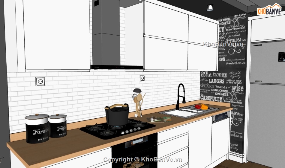 Nội thất phòng khách bếp,sketchup nội thất khách bếp,phòng khách bếp file su,mẫu dựng 3dsu khách bếp