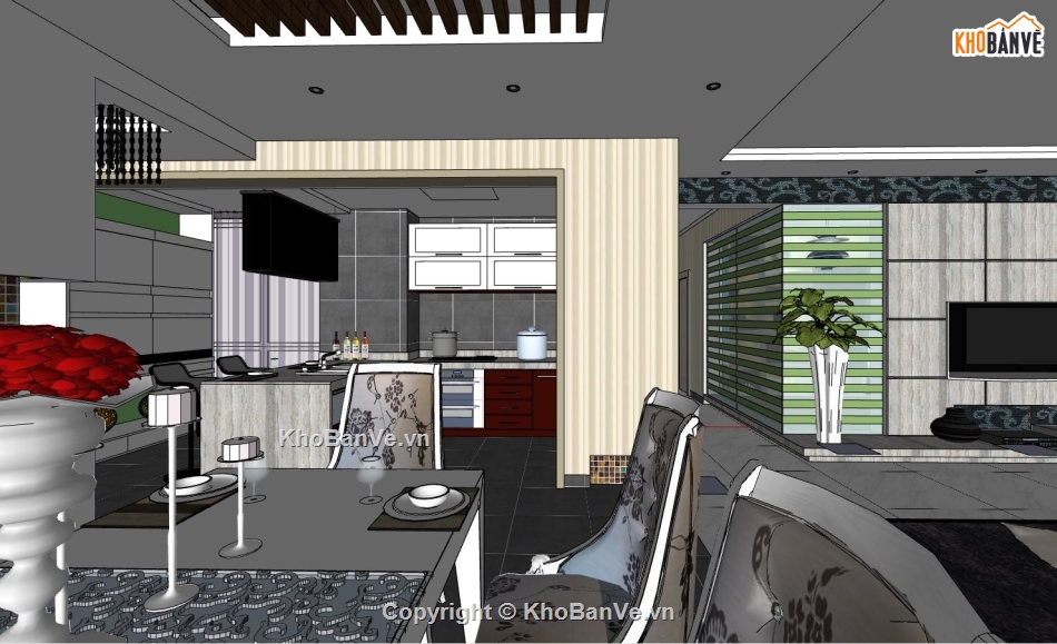 chung cư sketchup,nội thất chung cư trên sketchup,Nội thất chung cư đẹp,nội thất chung cư sketchup