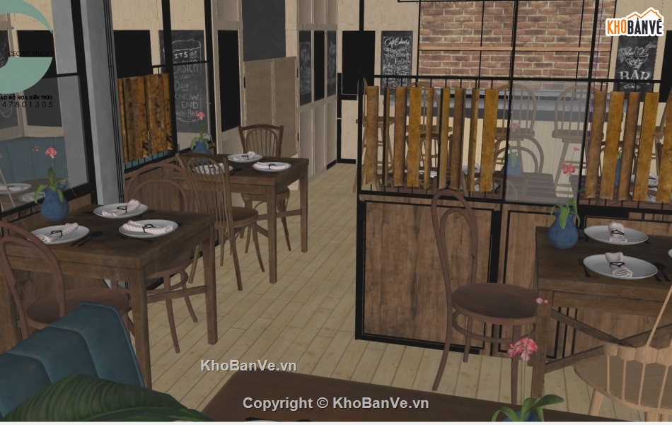 quán cà phê su,nội thất quán cà phê,file sketchup nội thất quán cà phê,model su quán cafe