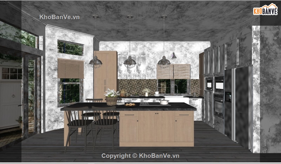 phòng bếp sketchup,sketchup nội thất phòng bếp,nội thất phòng bếp sketchup,model su phòng bếp
