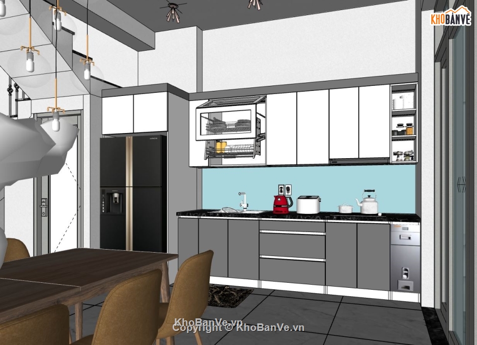 nội thất khách bếp,model su nội thất khách bếp,nội thất phòng khách bếp,file su nội thất khách bếp
