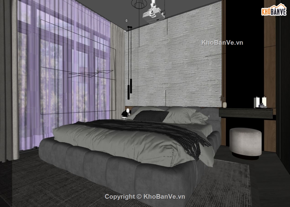 phòng ngủ sketchup,mẫu phòng ngủ đơn giản,sketchup phòng ngủ hiện đại