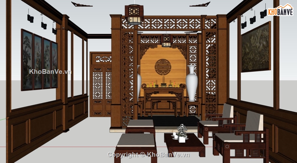 file sketchup phòng thờ,nội thất phòng thờ,dựng 3d phòng thờ