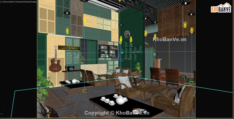 Phối cảnh Quán cafe,Retro Bao Cấp,3dsmax Cafe,Cad Cafe,quán cafe