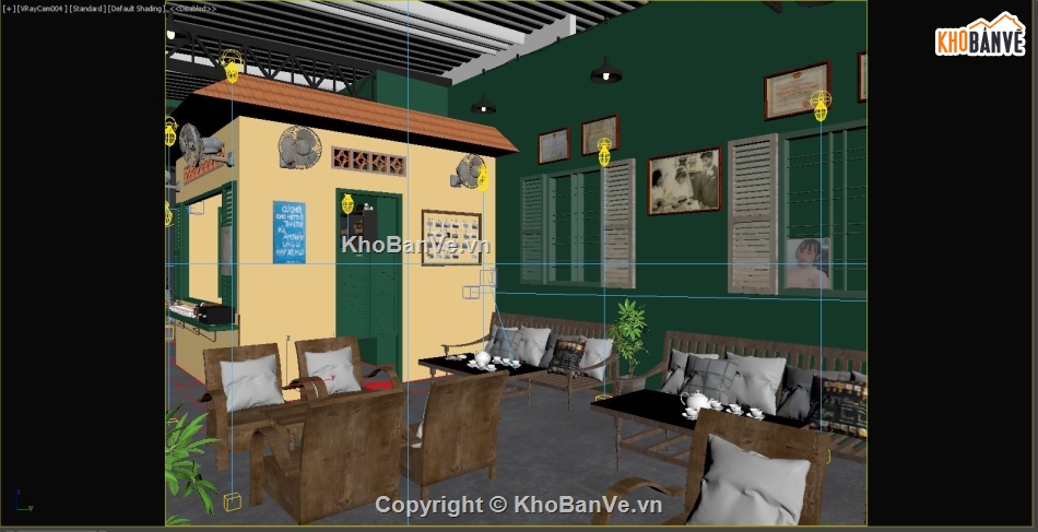 Phối cảnh Quán cafe,Retro Bao Cấp,3dsmax Cafe,Cad Cafe,quán cafe