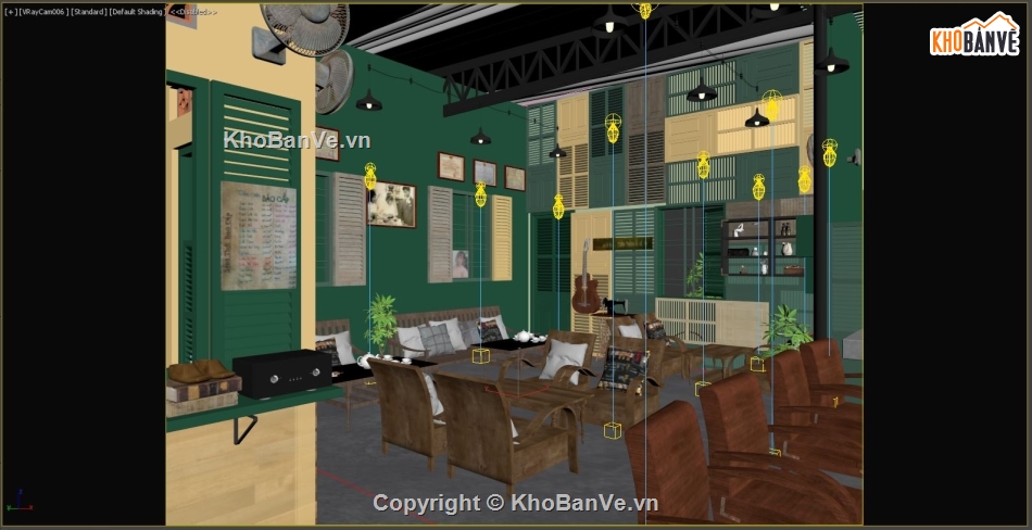 Phối cảnh Quán cafe,Retro Bao Cấp,3dsmax Cafe,Cad Cafe,quán cafe