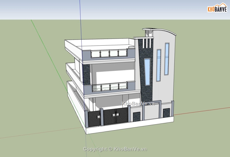 Phối cảnh biệt thự,bản vẽ biệt thự 2 tầng,mẫu sketchup biệt thự 2 tầng,thiết kế biệt thự 2 tầng