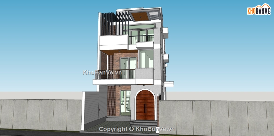 Su nhà phố 3 tầng,file su 2019 nhà phố 3 tầng,nhà phố 3 tầng su. model su nhà phố,Sketchup nhà phố 3 tầng 7x18m