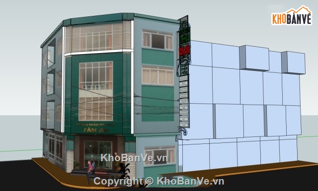 Phòng khám Sketchup,Sketchup phòng khám Đa khoa,phòng khám đa khoa sketchup,Phối cảnh phòng khám đa khoa