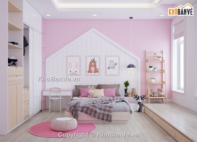 File 3dmax phòng ngủ,Phòng ngủ bé gái,3dsmax phòng ngủ màu hồng,Thiết kế phòng ngủ bé gái