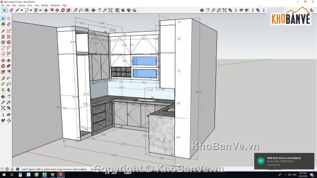bản vẽ tủ bếp,sketchup tủ bếp,Mô hình tủ bếp,kỹ thuật tủ bếp,sketchup thiết kế tủ bếp