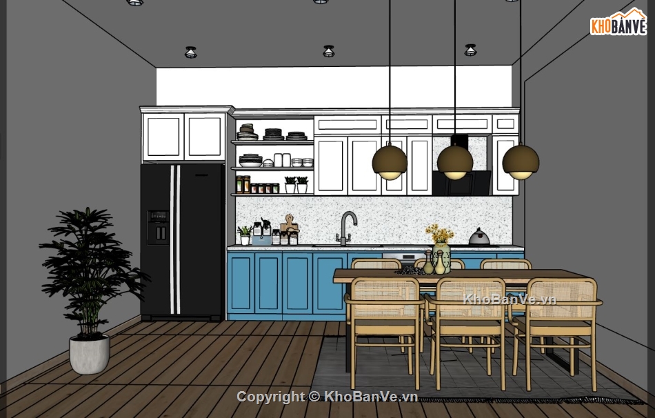 model su phòng bếp,su phòng bếp,sketchup phòng bếp