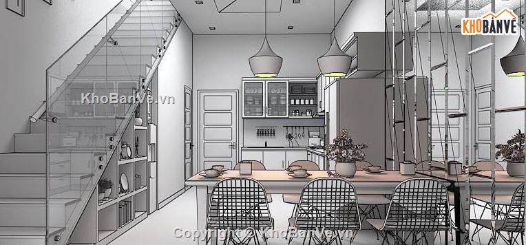 phòng bếp sketchup,file 3d sketchup phòng bếp,file sketchup phòng bếp