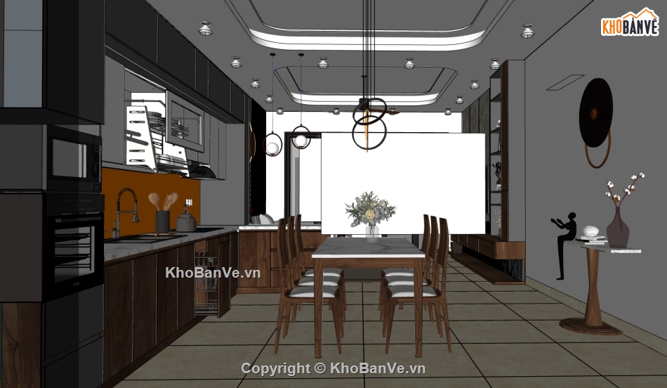 model sketchup nội thất khách bếp,mẫu thiết kế nội thất khách bếp,nội thất khách bếp sketchup,nội thất khách bếp hiện đại