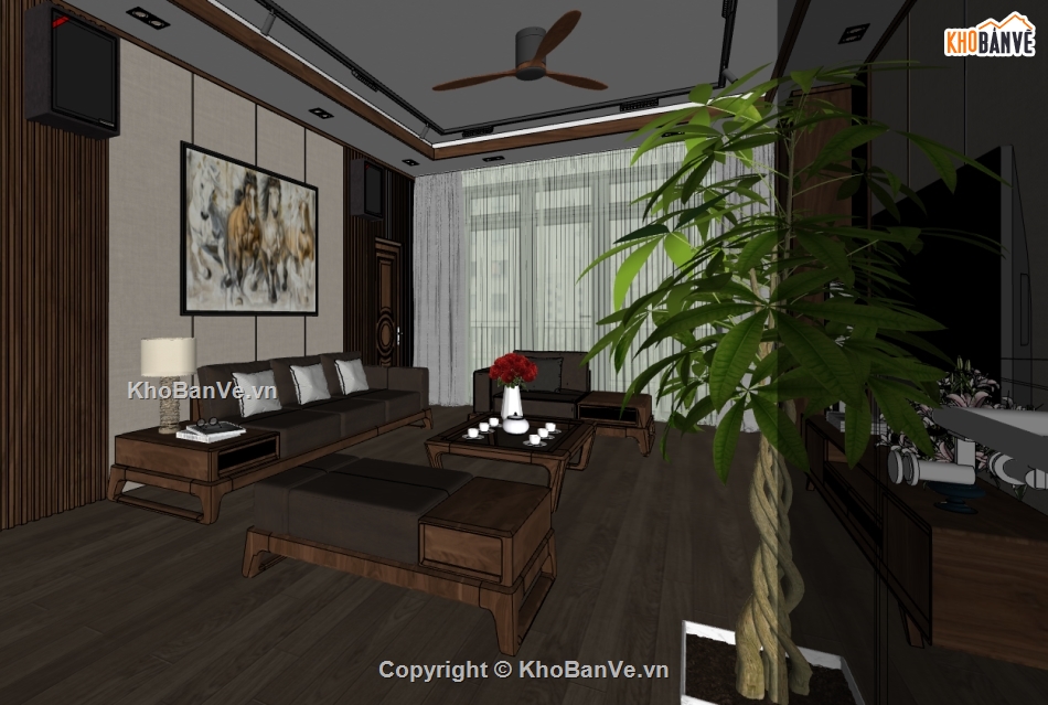 thiết kế 3D phòng khách,nội thất phong khách file su,Phòng khách Sketchup