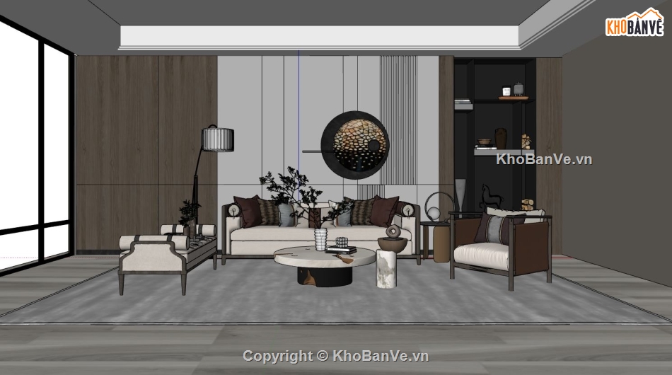 Phòng khách 3D sketchup,mẫu phòng khách hiện đại su,nội thất phòng khách