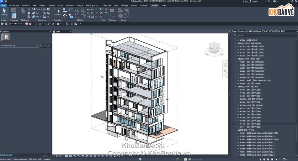 Phòng Khám Đa Khoa,Revit Phòng Khám,File Revit 7 Tầng,Revit TKTC