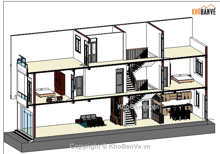 nhà phố 3 tầng,nhà 3 tầng,nhà kích thước 5 x 20m