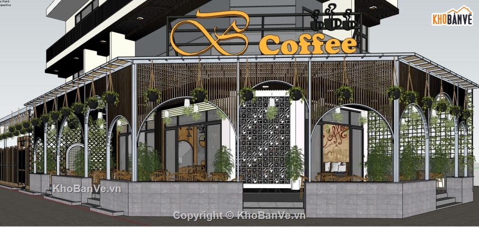 file su quán cafe,quán cafe file su,file sketchup quán cafe