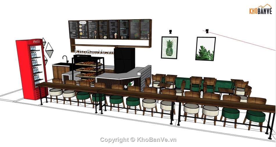 thiết kế quán cafe,mẫu thiết kế quán cafe,Model quán cafe