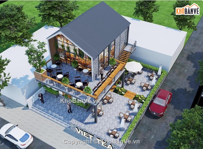quán cafe 2 tầng,quán cafe 3dmax,bản vẽ quán cafe