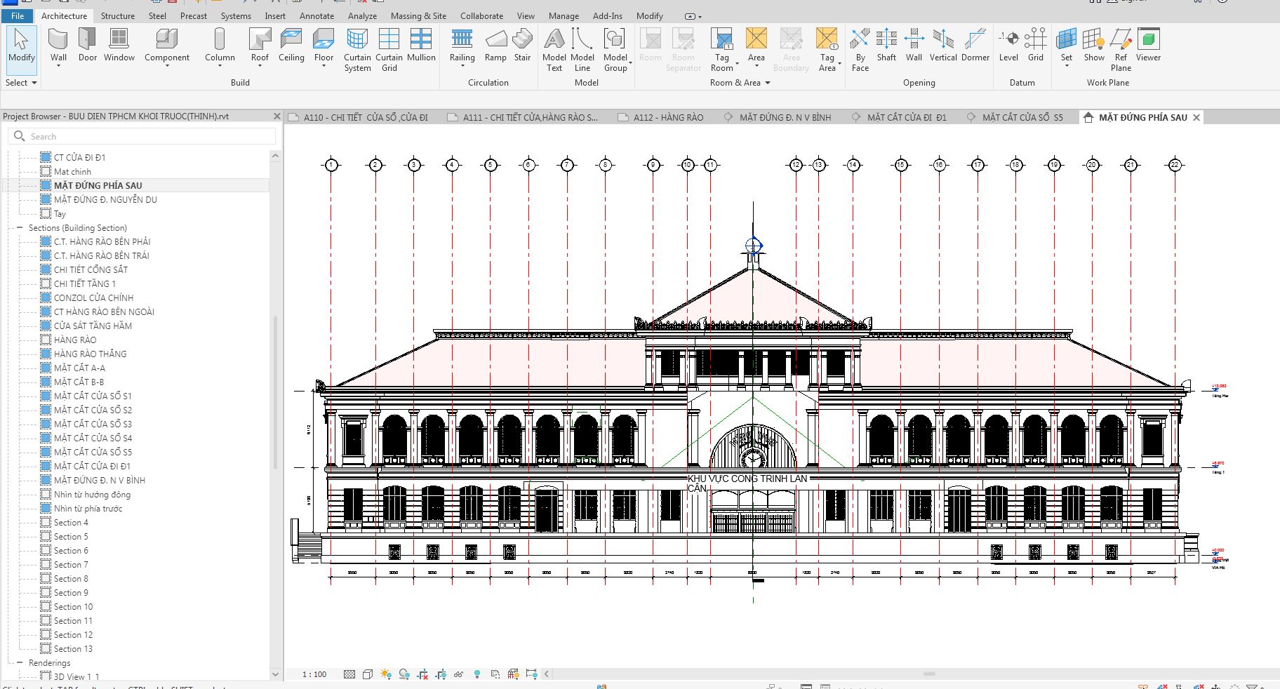 Revit bưu điện,trung tâm bưu điện,file bản vẽ bưu điện,kiến trúc bưu điện,thiết kế bưu điện revit