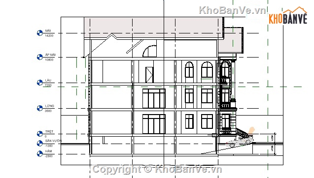 Bản vẽ BT 4 tầng,revit biệt thự,biệt thự 4 tầng có tầng hầm,Revit biệt thự 4 tầng