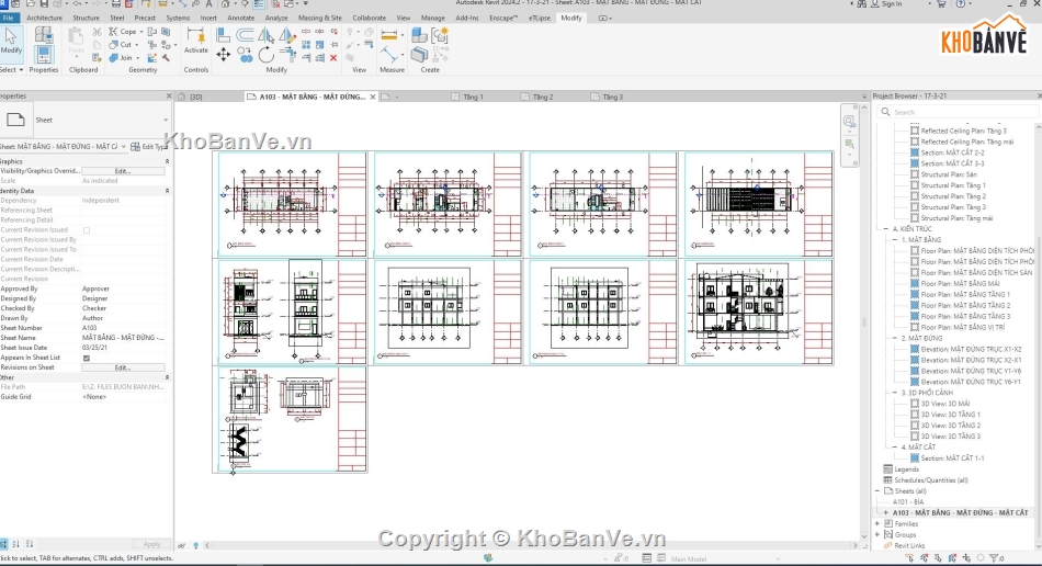 nhà phố 3 tầng,revit nhà 3 tầng,revit nhà phố,nhà 3 tầng sân thượng