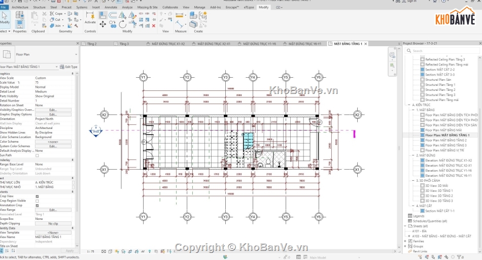 nhà phố 3 tầng,revit nhà 3 tầng,revit nhà phố,nhà 3 tầng sân thượng