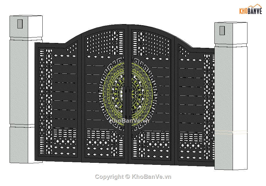 cổng cắt cnc,cổng sắt,file revit cổng