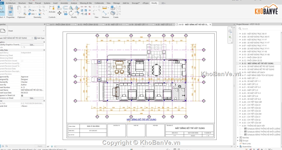 nhà cấp 4 nông thôn,mẫu nhà cấp 4 nông thôn,file revit nhà cấp 4