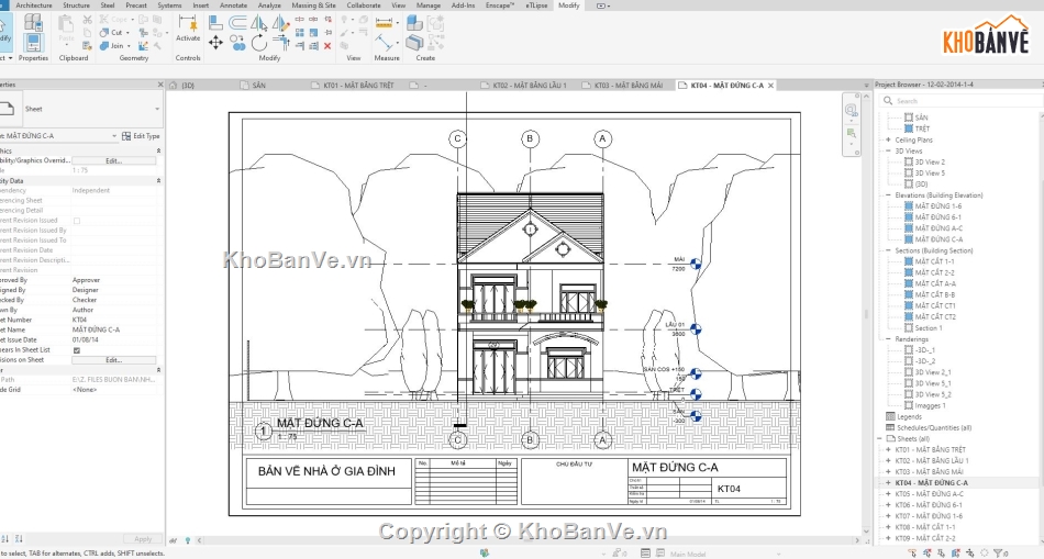 revit nhà phố,nhà phố 2 tầng revit,kiến trúc nhà phố  2 tầng