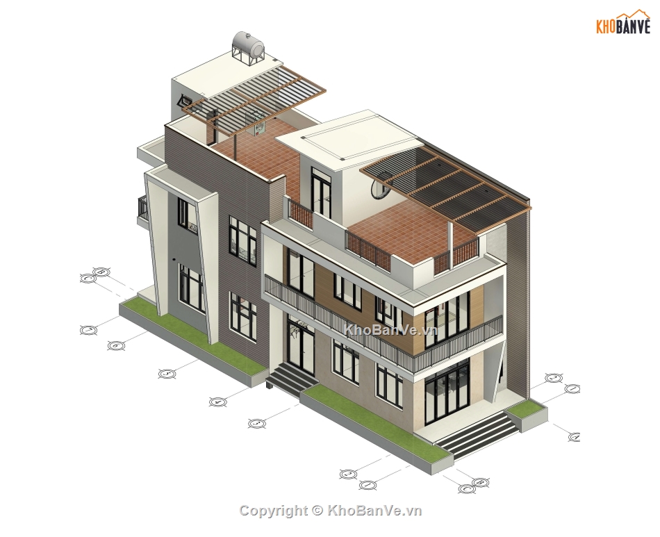Revit nhà phố 3 tầng,bản vẽ nhà phố 3 tầng,file revit nhà phố,kiến trúc nhà phố 3 tầng