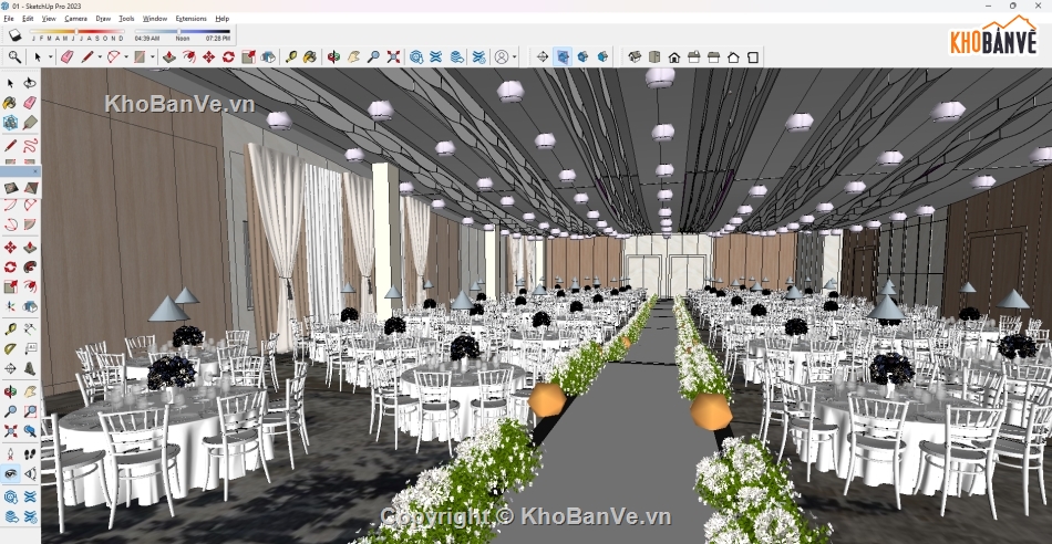 Sân khấu,Sketch Up,nhà hàng tiệc cưới,model sân khâu,sân khấu 3d
