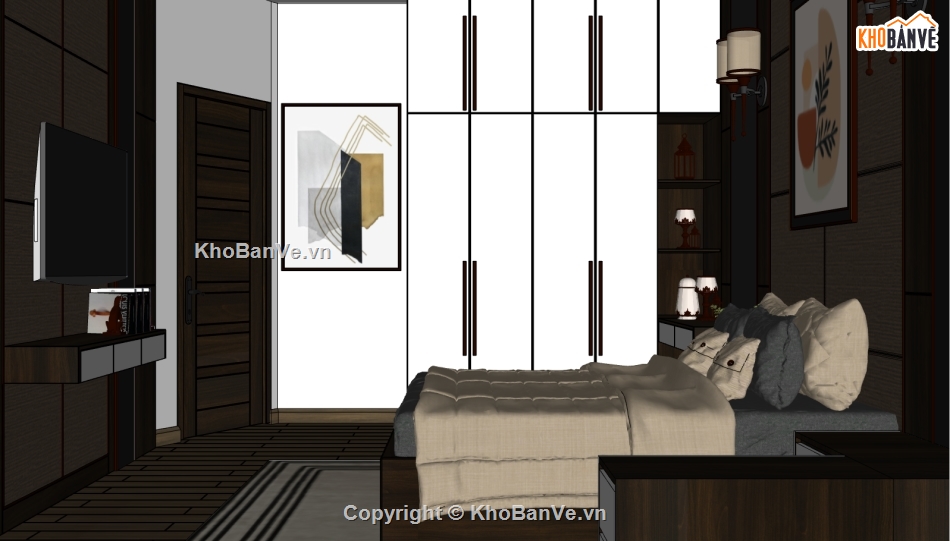 model 3dsu phòng ngủ,nội thất phòng ngủ,dựng sketchup phòng ngủ,mẫu su phòng ngủ,sketchup phòng ngủ