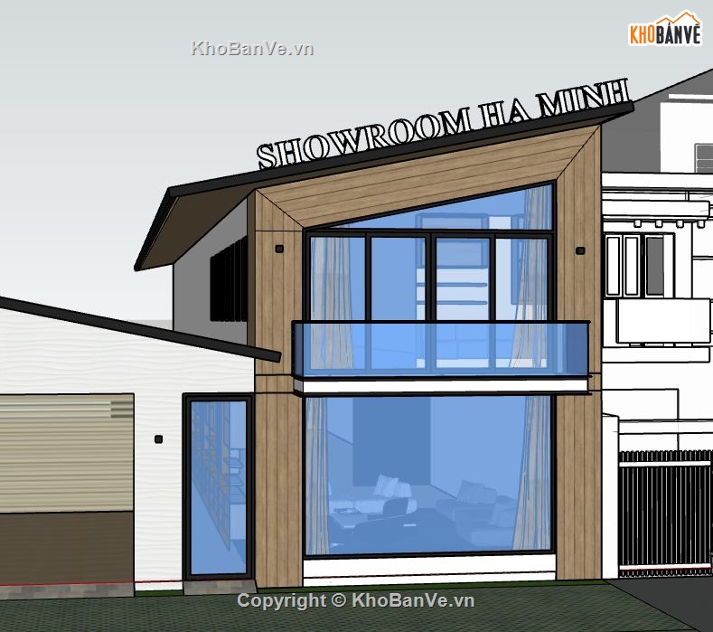 Showroom 2 tầng,model su Showroom 2 tầng,sketchup Showroom 2 tầng